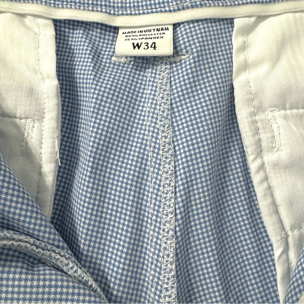 FJ Footjoy‎ Golf Shorts Men's 34 Blue Check Performance Chino 9.5” Inseam - Picture 2 of 4